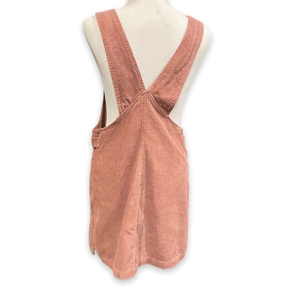 Corduroy Pinafore Dusty Mauve Pink Zip Overall Midi Dress - Picture 8 of 12